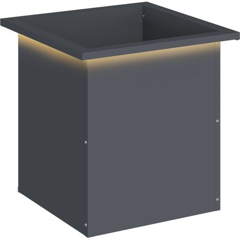 Fioriera da giardino con LED Antracite 40 x 40 x 40 cm Acciaio vidaXL