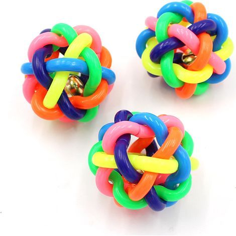 Set mit 3 Spielzeugen für Katzen und Hunde, Ball mit Glöckchen, Durchmesser: 6 cm, mehrfarbig (1/5)
