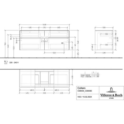 Villeroy & Boch C08400VQ WTUS Collaro C08400 1400x548x500mm 4