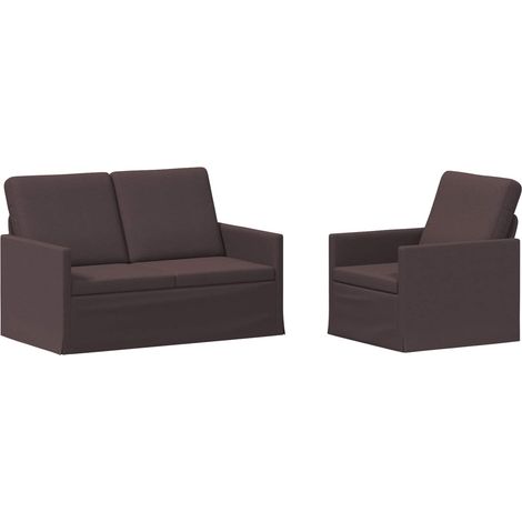 Sofa Set 2 pcs Dark Brown Fabric vidaXL (1/5)