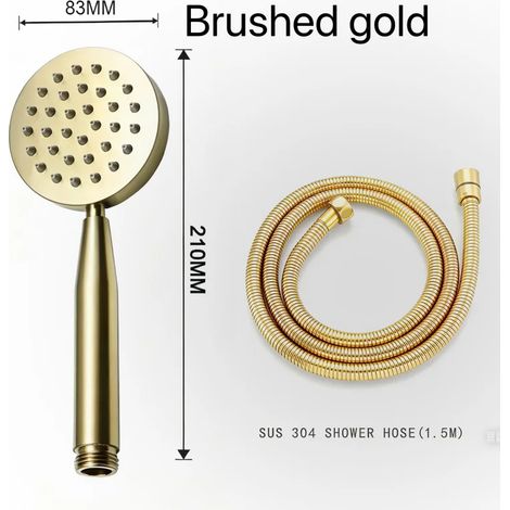 (Lot de 2, finition or brossé) Flexible de douche de 150 cm en acier inoxydable, finition nickel brossé, pommeau de douche, accessoires pour robinetterie murale (1/5)
