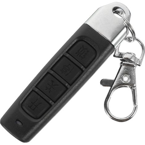 Télécommande noire pour porte de garage 433 MHz à 4 boutons, commande sans fil pour automatisme de portail et ouverture à distance (1/5)