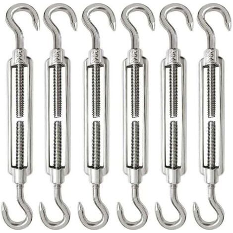 6 Pièces Tendeur Cable M6 Tendeur Cable Inox 304 Réglable Crochet de Ridoir et Crochet pour Tendeur de Fil Cable Acier Corde Crochet Tendeur (1/5)
