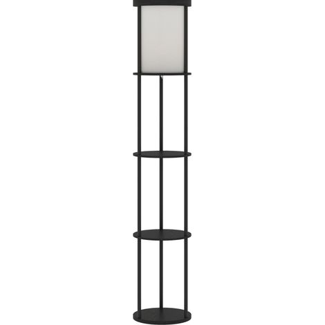 CHICFURN Lampada da terra con 3 ripiani Ø29x158 cm in legno e metallo nero, telecomando (1/5)