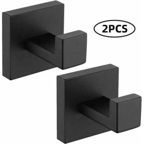 Pieces Wall Hooks Towel Hooks Black 304 Stainless Steel Hooks Rustproof Hooks Waterproof Hooks Bathroom Accessories Coat Hooks, Black (1/5)
