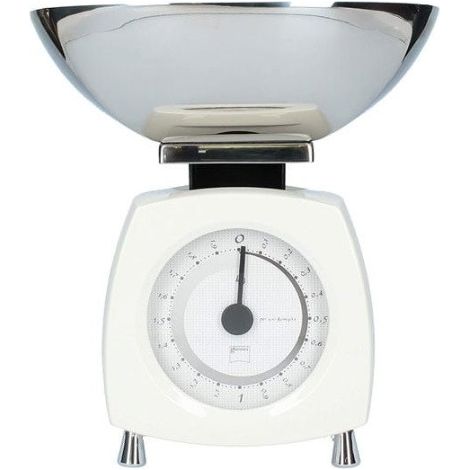Giannini glossy bilancia bianca kg 2 in legno laccato bianco e piatto in acciaio inox