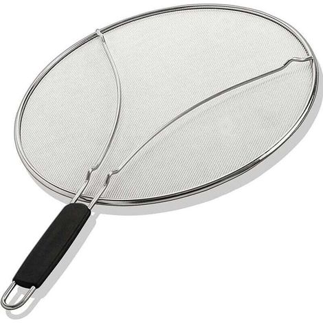 Pare-éclaboussures pour poêle à frire - Pare-éclaboussures en acier inoxydable de 33 cm - empêche les projections d'huile pendant la cuisson. (1/4)