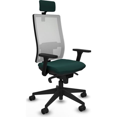 Horna sincro malla blanca similpiel verde botella brazos 3D base piramidal cabecero 2D ruedas 65mm nailon (1/5)