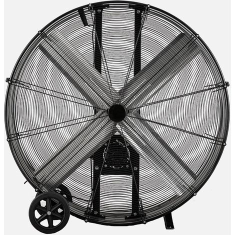 Ventilateur industriel noir 800 W max., 2 vitesses, avec roulettes, dimensions : 129,5 x 127 x 46 cm