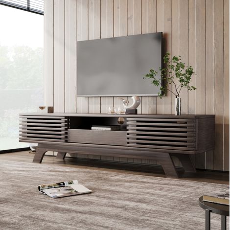 Mueble TV 170x45x37 cm negro y dorado con 2 cajones y 2 puertas (1/5)