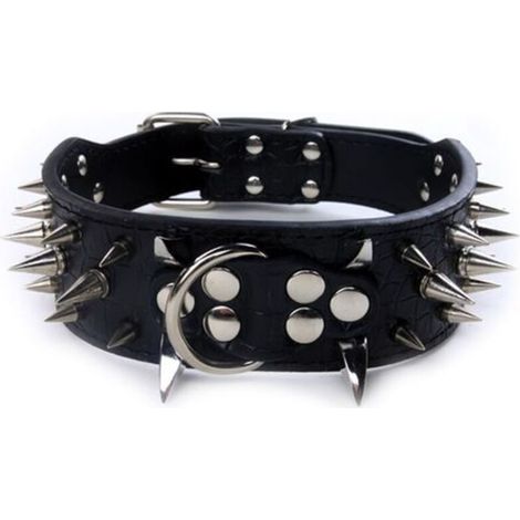 PET Artist luxe en cuir incrusté collier de chien, pointe, collier de chien anti - morsure noir 51 5cm (1/4)