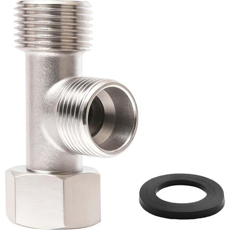 Connecteur en T 3 Voies,Vanne D'inversion WC en Cuivre 3/8" avec Dents Latérales 1/2" Vanne,Connecteur de Tuyau 3 Voies, pour réservoir de toilettes,robinet de douche, salle de bain et cuisine