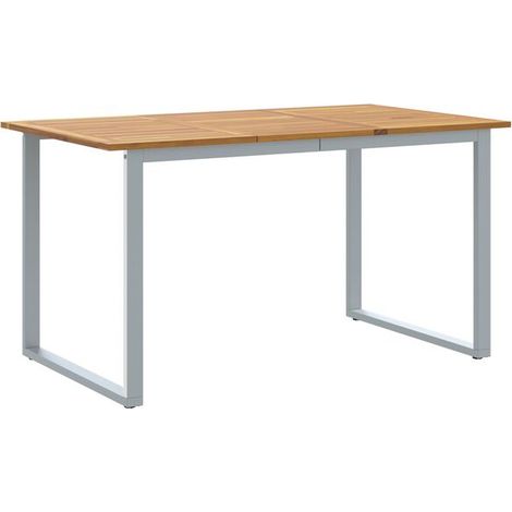 Table de Jardin en Bois d'Acacia Massif 140x80x75 cm, Couleur Grise (1/5)