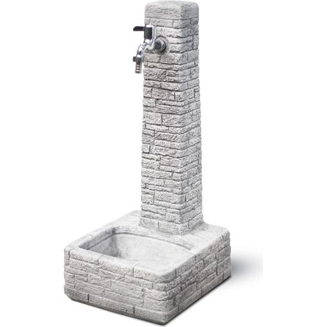 fontana da giardino vedovella "clanezzo" anticato grigio, 28x31x66 cm - kam
