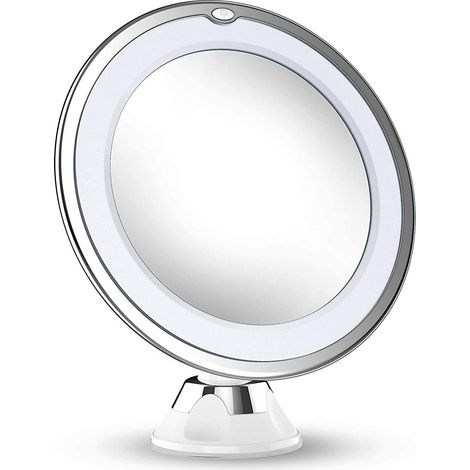 Miroir de maquillage grossissant x10 avec éclairage LED portable, idéal pour la maison, la salle de bain ou tout autre espace de travail. (1/3)