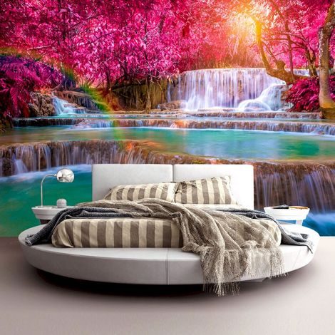 Papier peint adhésif Cascades de roses - 392 x 280 cm (1/4)