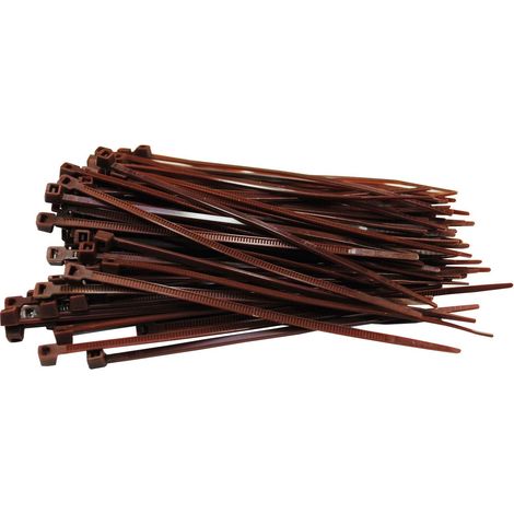 Lot de 100 serre-câbles marron 100 mm x 2,5 mm courts 8,1 kg Force de traction (1/5)