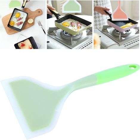Spatule en silicone antiadhésive et antidérapante pour la cuisson des tamagoyaki, pizzas et steaks (verte) (1/5)