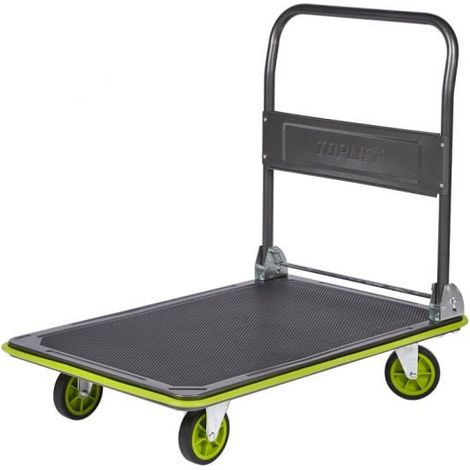 Chariot de manutention pliable 300kg – Plateau PVC renforcé 90x60cm – 4 roues pivotantes – Tapis anti-dérapant – Feroce