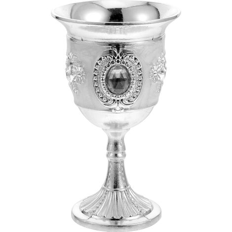 Petit gobelet rétro à vin, verre à boisson créatif de style européen argenté et blanc décoratif pour recevoir (1/5)