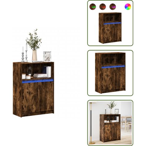 Sideboard mit LED Räuchereiche 72x34x100 cm Holzwerkstoff - Sideboard - Sideboards - Kommode - Anrichte (1/5)