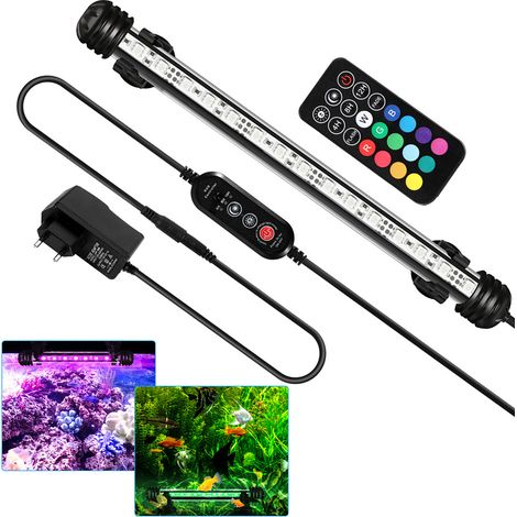 LED Aquarium Beleuchtung IP67 Wasserfest RGB Licht Aufsetzleuchte Dimmbar Fisch Tank Unterwasser Lampe 38.5cm (1/5)