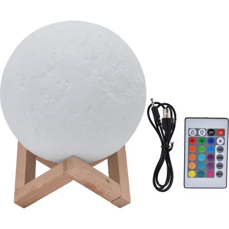 Lampe Lune 16 Couleurs Impression 3D LED Haut-parleur Musique Veilleuse avec Support pour Décorations de Table Fêtes et Fêtes pour Filles (1/5)