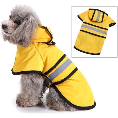 Store réfléchissante Manteau Chien Pluie avec Capuche Manteau imperméable avec Trou de Laisse légère réglable Poncho pour Petite Moyenne et Grande Taille Chiens,Jaune,XL (1/5)