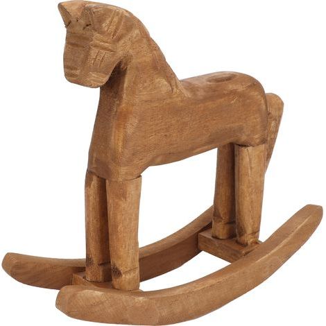 Cheval à Bascule Artisanal en Pin, Décoration Équestre pour Table de Chevet, Bibliothèque ou Vitrine de Bureau (1/5)