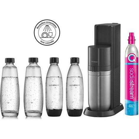 Machine à eau pétillante Sodastream Duo Noir avec 2 carafes et 2 bouteilles Fuse