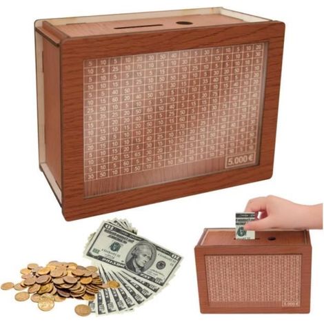 Tirelire en Bois - Compteur - Vintage - Rectangulaire - Mixte (1/4)