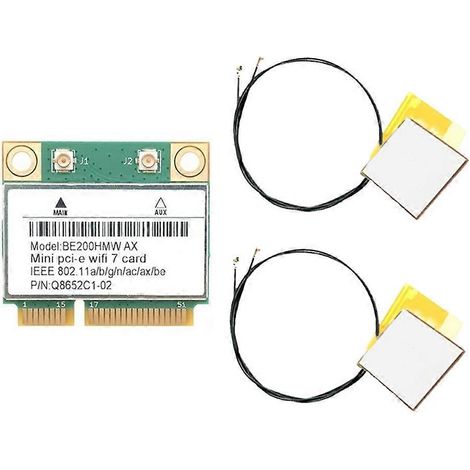 Adaptateur WiFi 7 BE200 PCIe WiFi, prend en charge Bluetooth 5.4, tri-bande 2,4G/5G/6GHz, débit de transmission maximal de 8774 Mbps, avec antenne. (1/5)