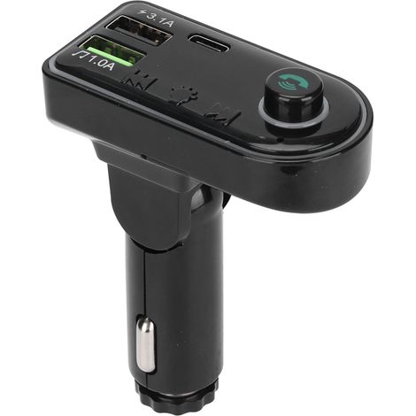 Émetteur MP3 FM pour voiture F8 avec Bluetooth mains libres, éclairage d'ambiance coloré, charge rapide PD et double chargeur USB pour voiture. (1/5)