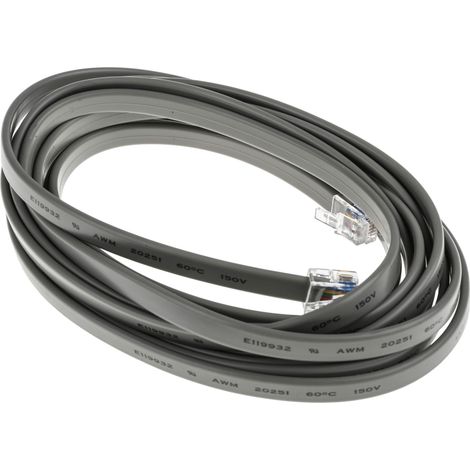 Rs Pro – Rallonge téléphonique RJ12 mâle – 3m – Gaine PVC grise pour protection durable – Câble pour appareils téléphoniques