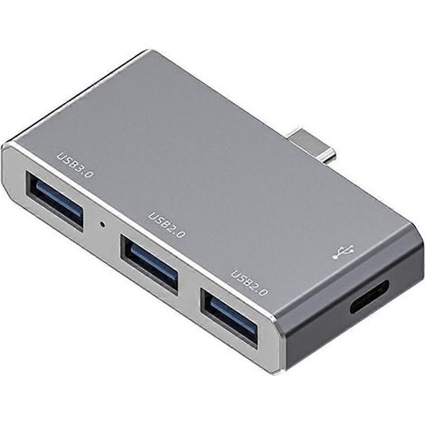 Hub USB 3.0 Type C 4 en 1, adaptateur de transfert de données haute vitesse pour PC et ordinateur portable - Interface Type C - Argent (1/4)