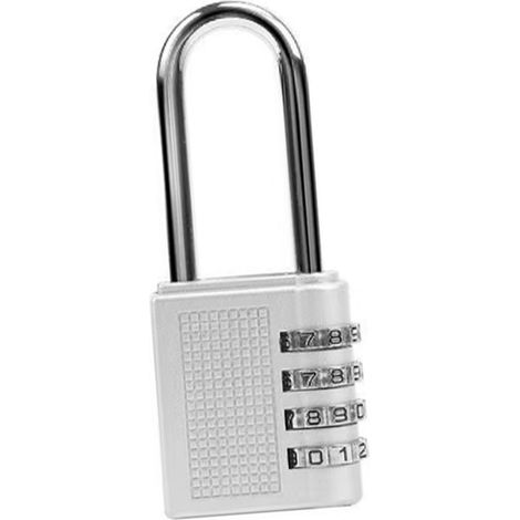 Cadenas à combinaison à 4 chiffres en alliage de zinc, verrou mécanique à code numérique à suspendre pour armoire de rangement, couleur argent (1/5)