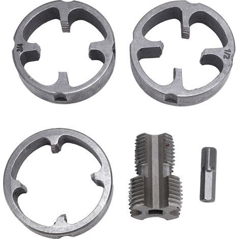 Kit d'enfilage de tuyaux en PVC, ensemble d'outils de fabrication de filetage réutilisables avec 3 matrices de 1/2 pouces, 3/4 pouces et 1 pouce pour perceuse électrique (1/5)
