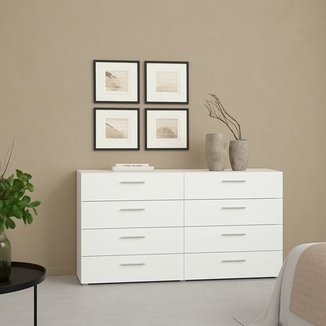 Dmora - Kommode Solene, Wohnzimmerbuffet, Wohnzimmer-Sideboard, Moderne Küchen-Speisekammer, 140x40 h82 cm, Weiß (1/5)
