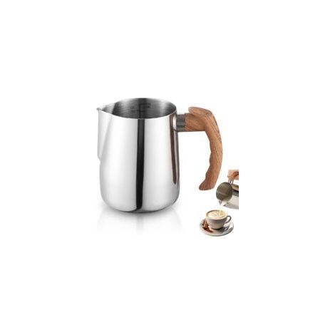 Mousseur à lait - Avec poignée - Tasse à expresso en acier inoxydable - Mousseur à lait en acier inoxydable - Pichet à cappuccino - Pichet verseur - Tasse à expresso (600 ml) (1/5)