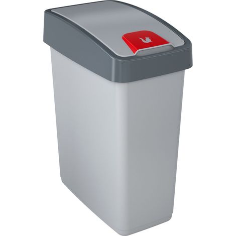 KEEEPER Premium Abfallbehälter mit Flip-Deckel, Soft Touch, 25 l, Magne, Silber (1/5)