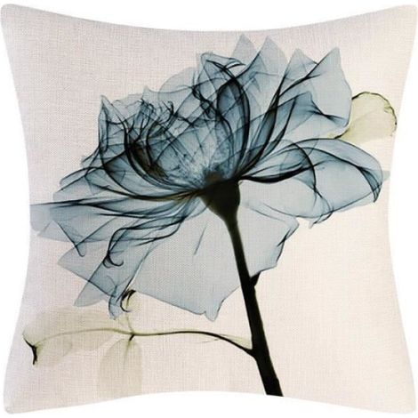 Housse de Coussin Floral Coloré 45x45 cm Décoratif Lot de 4 Housses Coussin en Lin Fleurs de Printemps Été Salon Canapé Violet (1/4)