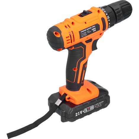 Kit perceuse sans fil 21V, tournevis électrique double vitesse, perforateur multifonction avec batterie, chargeur secteur 100‑240V (1/5)