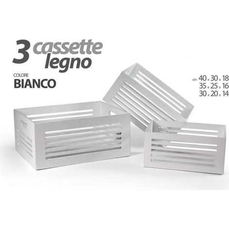 Trade Shop - SET 3 HOLZKISTEN MITTELSTÜCK MODERNE KLASSISCHE MÖBEL H18/16/14 CM WEISS 799594 -