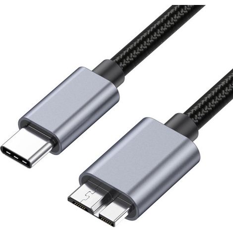 Câble adaptateur USB-C (Type-C) 3.1 vers Micro-B - Transfert de données 10 Gbit/s - 50 cm - Compatible avec disques durs externes et appareils mobiles - Noir (1/4)
