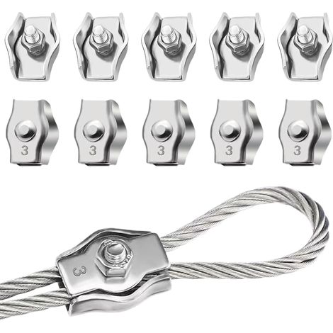 Confezione da 10 fascette stringicavo M3, realizzate in acciaio inox 304, per fissare cavi, in particolare per stendibiancheria e ombrelloni da giardino. - AquaForge (1/5)