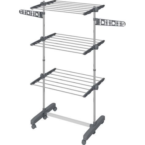 Portant à vêtements pliable 4 niveaux système un clic 142 x 55 x 152 cm bleu argent
