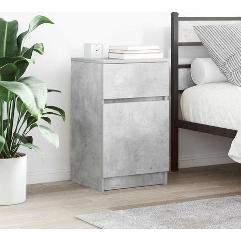 Mesilla de noche-Mesita de noche-Mesapara Dormitorio gris hormigón 39x35x65 cm madera de ingeniería