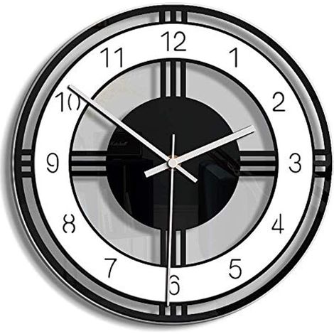 Reloj de pared silencioso, redondo de 30 cm (12 pulgadas), sin tictac, sin cubierta de cristal, ideal para la decoración de sala de estar, dormitorio, cocina u oficina (negro). (1/5)