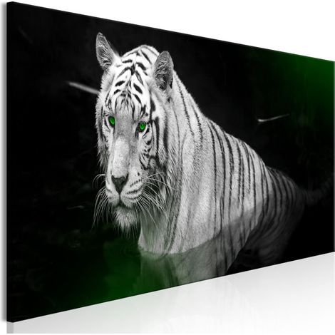 Tableau Imprimé "Shining Tiger Green Narrow" 50 x 150 cm (1/2)