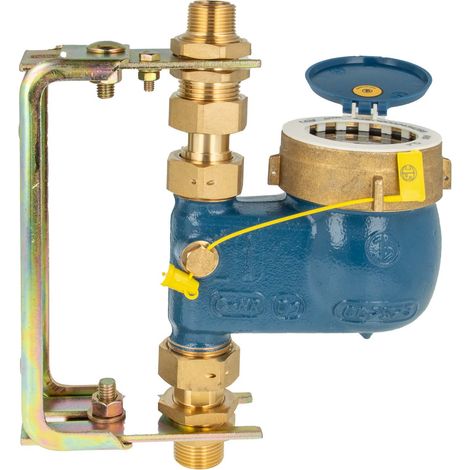 Steigrohr Hauswasserzähler Kombi-Set, Baulänge 105 mm, inkl. Bügel 3/4 Zoll, verstellbare Ausführung, verzinkt